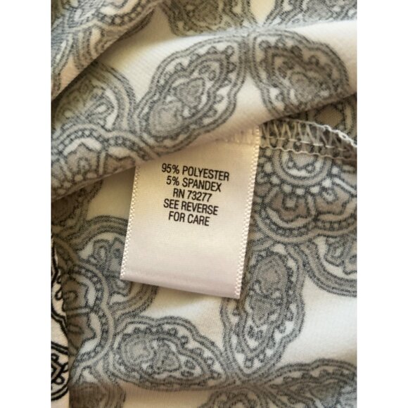 Dana Buchman XL Black & White Floral Print Short Sleeve Button-Down Blouse - Picture 6 of 9